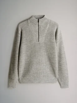 Gebreide Kleding|The Set - 2 Pack Quarter Zip Neck Jumpers Grijs gemêleerd