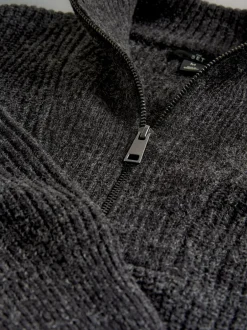Gebreide Kleding|The Set - 2 Pack Quarter Zip Neck Jumpers Grijs gemêleerd