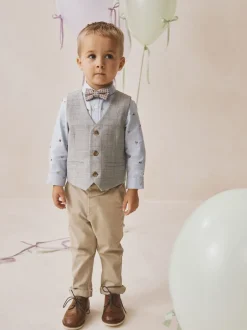 Kostuums En Herenvesten*Next Grijs geruit - Waistcoat Shirt and Bow Tie Set (3mths-9yrs)