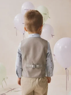 Kostuums En Herenvesten*Next Grijs geruit - Waistcoat Shirt and Bow Tie Set (3mths-9yrs)