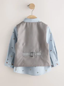 Kostuums En Herenvesten*Next Grijs geruit - Waistcoat Shirt and Bow Tie Set (3mths-9yrs)