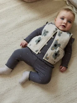 Tops|Sets En Combisets*Next - Babyset van top met Lange mouwen en Leggings met Bodywarmer 3 -delig (0mnd -2jr) Grijs met bloemen