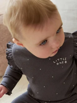 Tops|Sets En Combisets*Next - Babyset van top met Lange mouwen en Leggings met Bodywarmer 3 -delig (0mnd -2jr) Grijs met bloemen