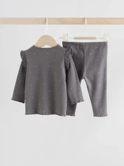 Tops|Sets En Combisets*Next - Babyset van top met Lange mouwen en Leggings met Bodywarmer 3 -delig (0mnd -2jr) Grijs met bloemen