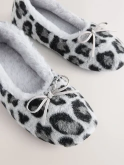 Pantoffels*Next - Ballerina Flat Slippers Grijs met dierenprint