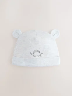 Mutsjes En Antikrabwantjes|Mutsen, Handschoenen En Sjaals*Next Grijs met dinoprint - Baby Beanie Mutsen 3 Set (0-18mnd)