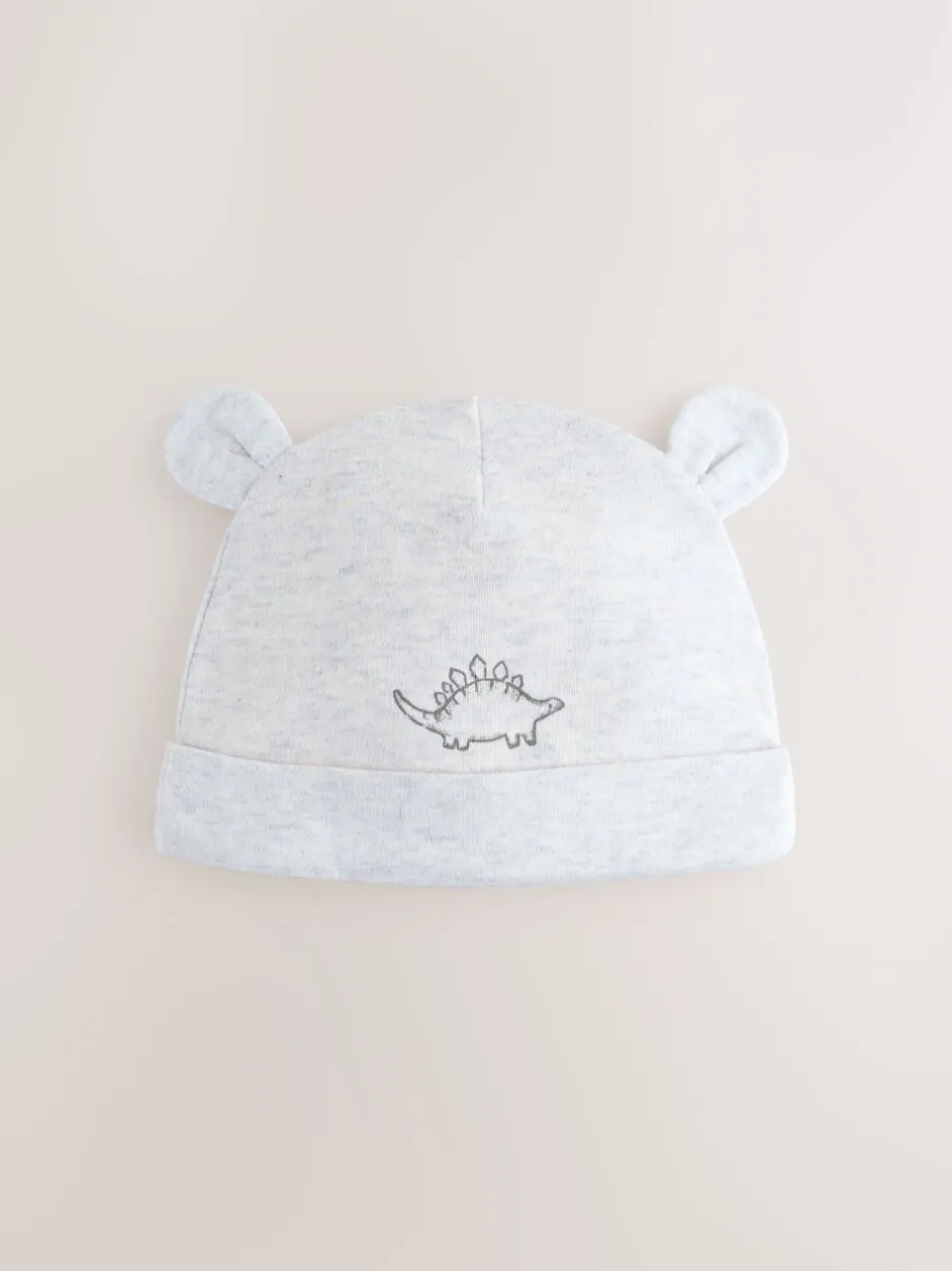 Mutsjes En Antikrabwantjes|Mutsen, Handschoenen En Sjaals*Next Grijs met dinoprint - Baby Beanie Mutsen 3 Set (0-18mnd)