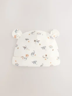 Mutsjes En Antikrabwantjes|Mutsen, Handschoenen En Sjaals*Next Grijs met dinoprint - Baby Beanie Mutsen 3 Set (0-18mnd)
