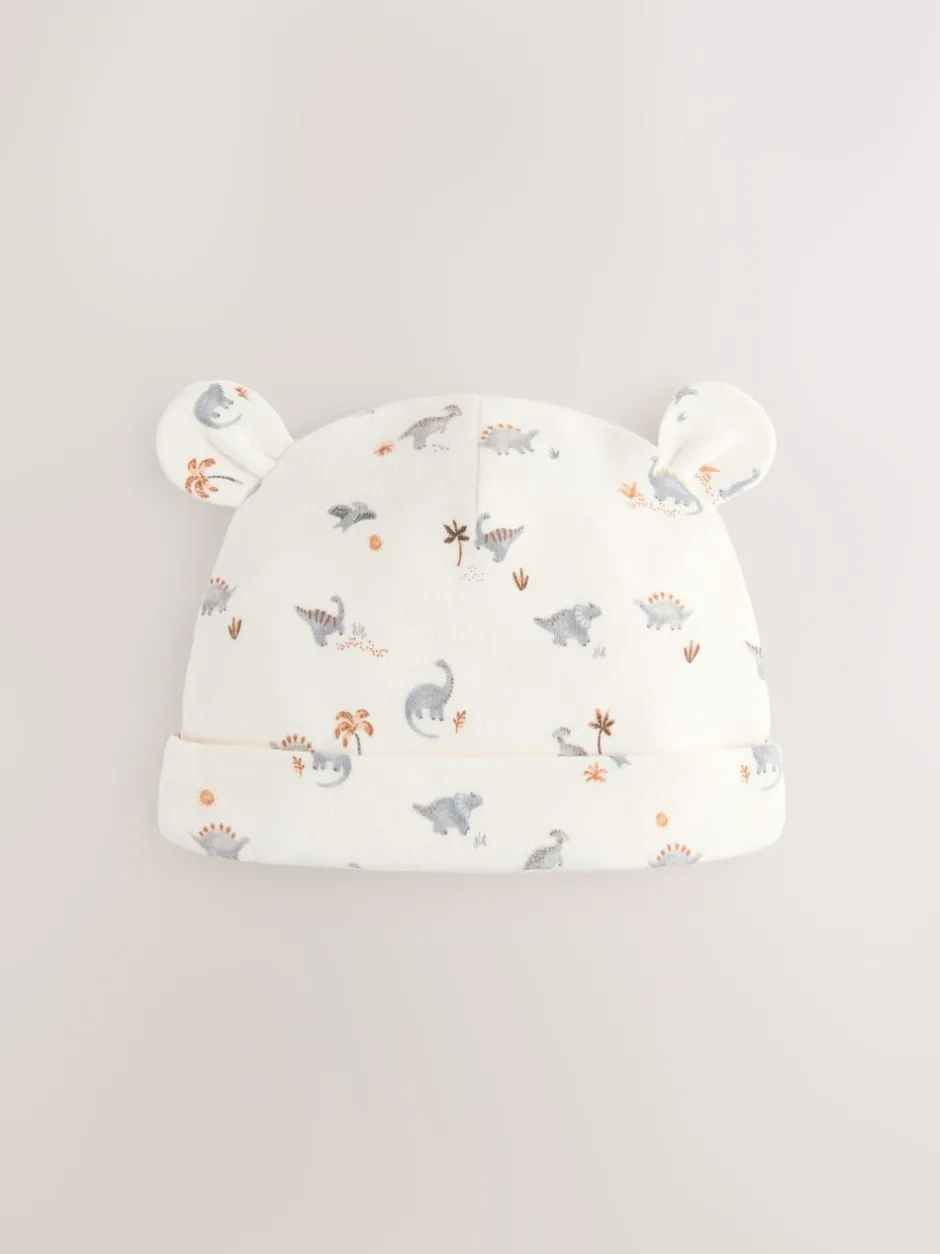 Mutsjes En Antikrabwantjes|Mutsen, Handschoenen En Sjaals*Next Grijs met dinoprint - Baby Beanie Mutsen 3 Set (0-18mnd)