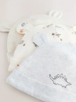 Mutsjes En Antikrabwantjes|Mutsen, Handschoenen En Sjaals*Next Grijs met dinoprint - Baby Beanie Mutsen 3 Set (0-18mnd)
