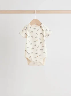 Rompertjes En Hemdjes|Rompertjes En Hemdjes|Next Grijs met dinoprint - Set van 5 babyrompertjes met korte mouwen