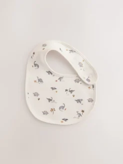 Slabbetjes|Next Grijs met dinoprint - Verpakking met 3 babyslabbetjes