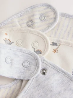 Slabbetjes|Next Grijs met dinoprint - Verpakking met 3 babyslabbetjes