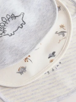 Slabbetjes|Next Grijs met dinoprint - Verpakking met 3 babyslabbetjes