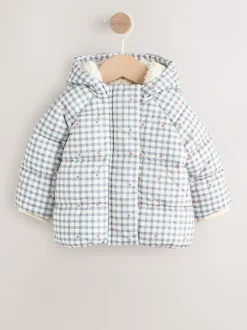 Jassen, Jacks En Kinderwagenpakjes|Jassen En Jacks|Next - Gevoerd babyjack met capuchon (0mnd-2jr) Grijs met gingham