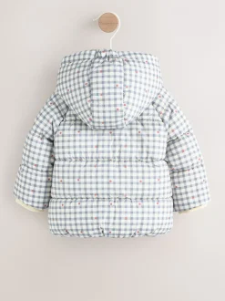 Jassen, Jacks En Kinderwagenpakjes|Jassen En Jacks|Next - Gevoerd babyjack met capuchon (0mnd-2jr) Grijs met gingham