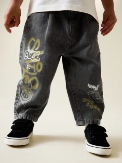 Jeans En Joggingbroeken|Jeans|Next - Barrel jeans (3mnd -7jr) Grijs met graffiti