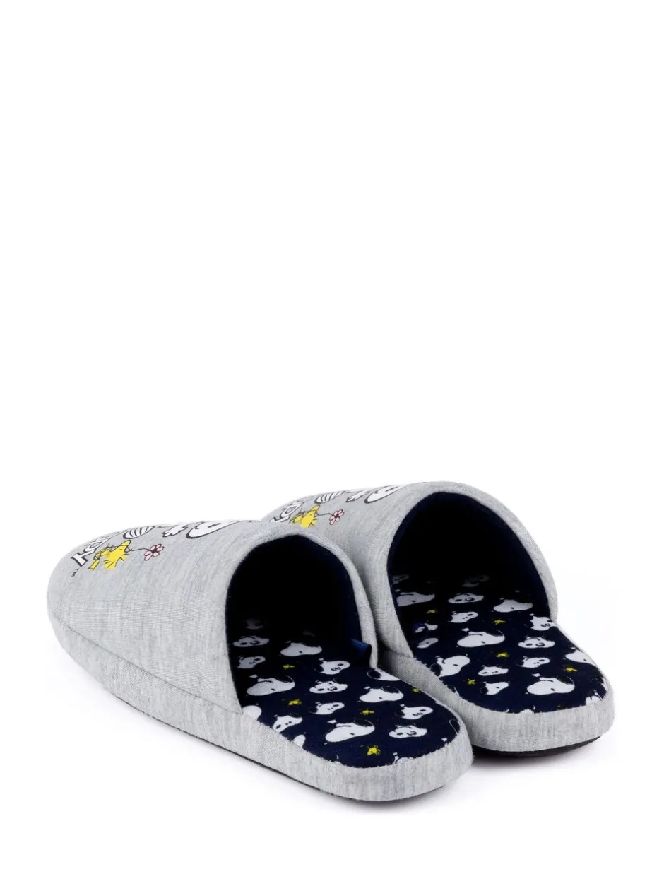 Pantoffels|Vanilla Underground Grijs met Snoopy - winterse pantoffelmuiltjes voor dames