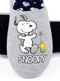 Pantoffels|Vanilla Underground Grijs met Snoopy - winterse pantoffelmuiltjes voor dames