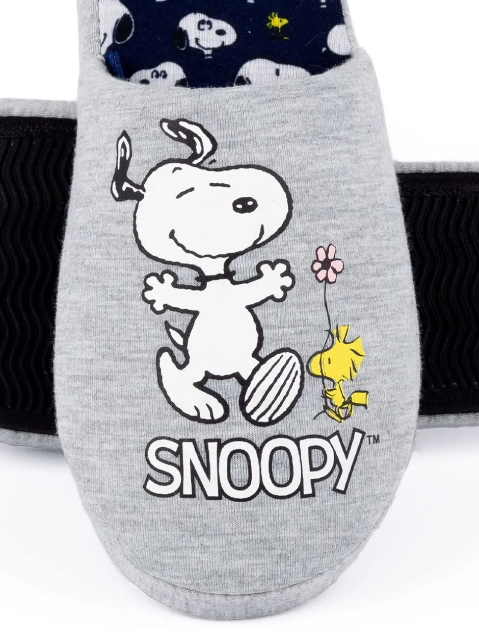 Pantoffels|Vanilla Underground Grijs met Snoopy - winterse pantoffelmuiltjes voor dames