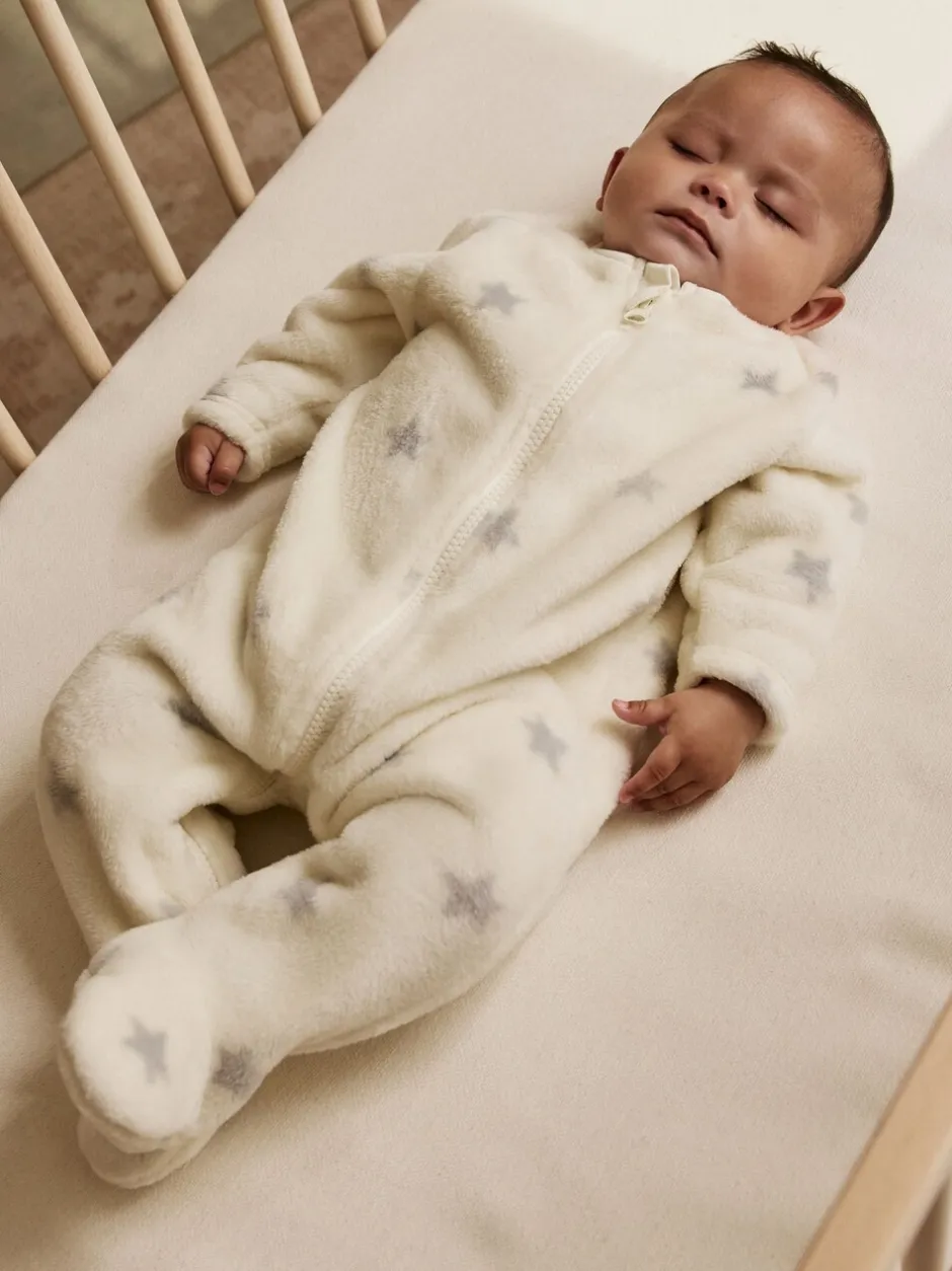 Babypakjes En Babypyjama's|Next - Fleece babypyjama Grijs met sterren