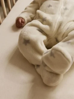 Babypakjes En Babypyjama's|Next - Fleece babypyjama Grijs met sterren