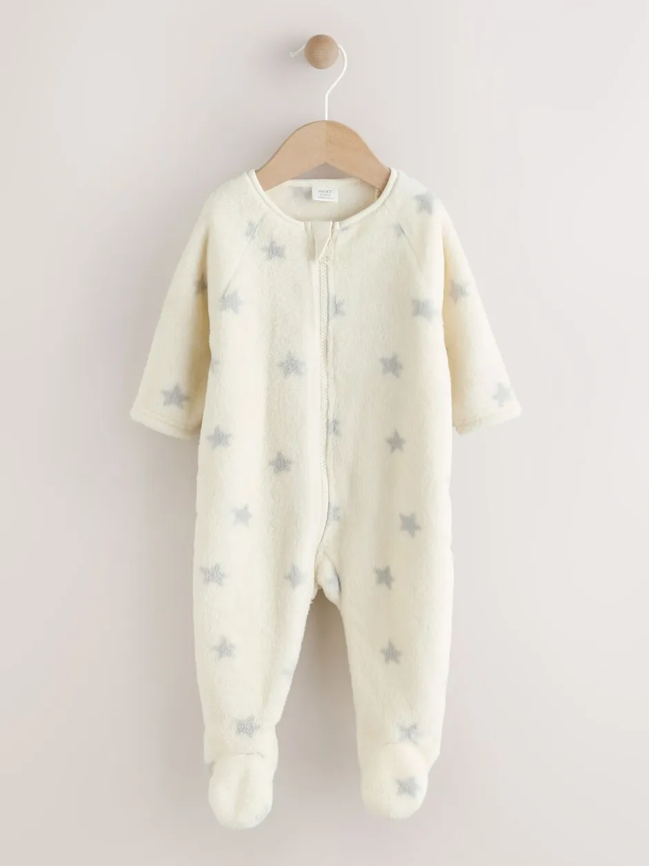 Babypakjes En Babypyjama's|Next - Fleece babypyjama Grijs met sterren
