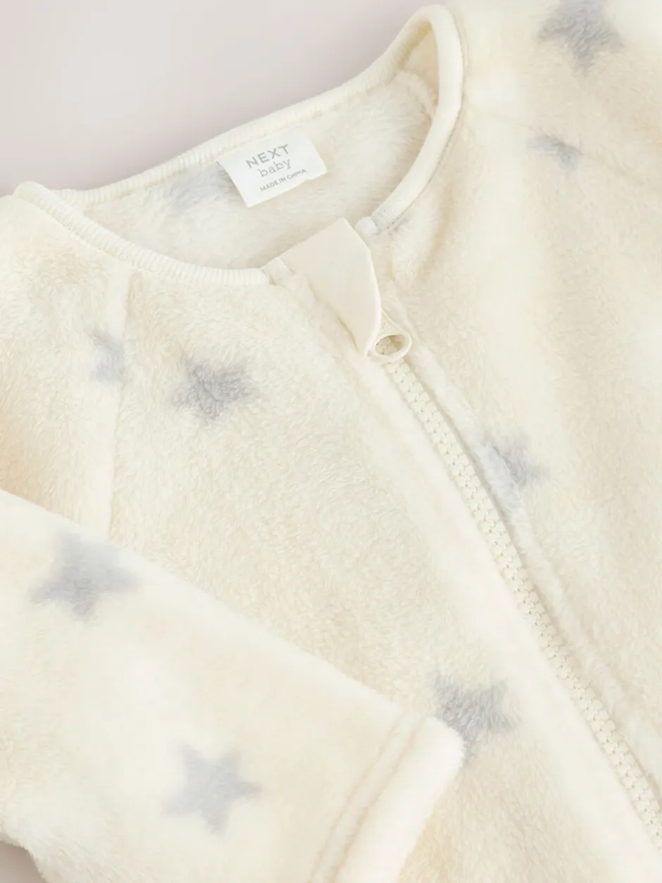 Babypakjes En Babypyjama's|Next - Fleece babypyjama Grijs met sterren