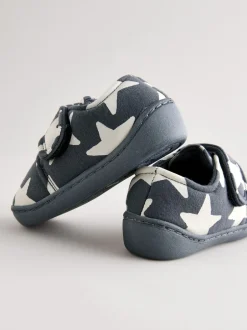 Pantoffels|Next - Pantoffels met klittenbandsluiting en omgevende zool Grijs met sterren