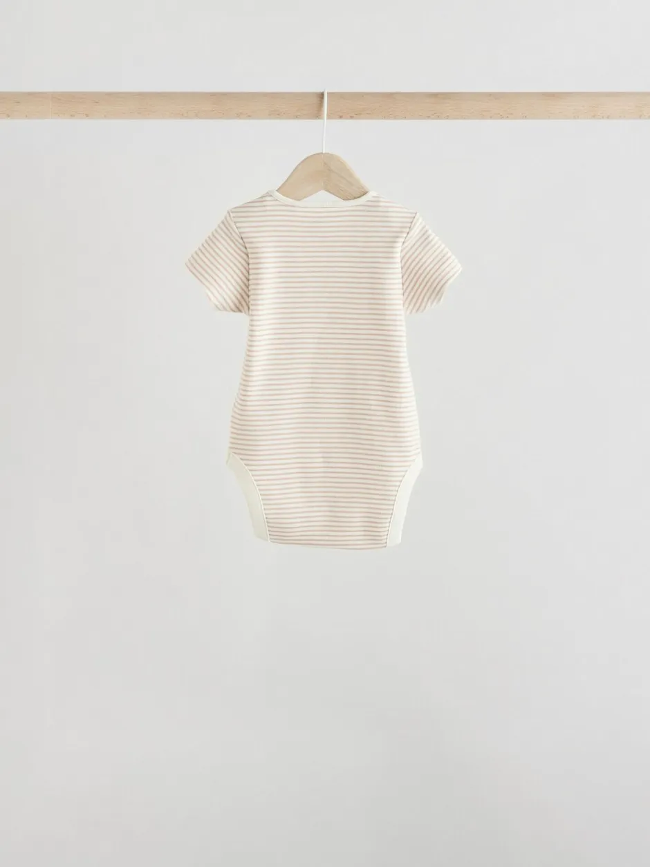 Rompertjes En Hemdjes|Rompertjes En Hemdjes*Next Grijs met zebraprint - Baby Bodysuits met Korte mouwen 100% katoen 5 verpakking