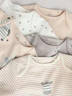 Rompertjes En Hemdjes|Rompertjes En Hemdjes*Next Grijs met zebraprint - Baby Bodysuits met Korte mouwen 100% katoen 5 verpakking