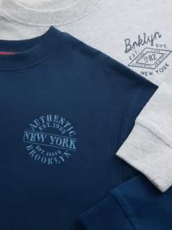 Pyjama's|Nachtkleding En Pyjama's*Next Grijs/blauw - Set van 2 geweven geruite pyjama's met lange mouwen (3-16jr)