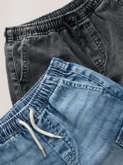 Shorts|Next Grijs/Blauw - Verpakking van 2 cargoshorts van 100% katoenen denim (3-16jr)