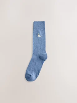 Sokken|Sokken*Next - 8 Sokken met borduursel Grijs/blauw gedraaid Arctisch Animal