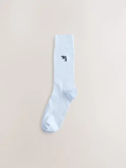 Sokken|Sokken*Next - 8 Sokken met borduursel Grijs/blauw gedraaid Arctisch Animal