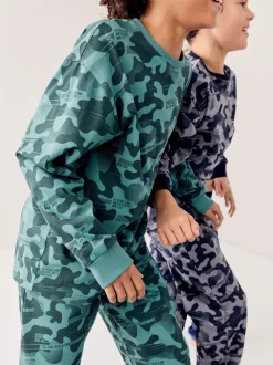 Pyjama's|Nachtkleding En Pyjama's|Next Grijs/blauw/groen camouflage - Verpakking van 3 pyjama's met lange mouwen (3-16 jr)