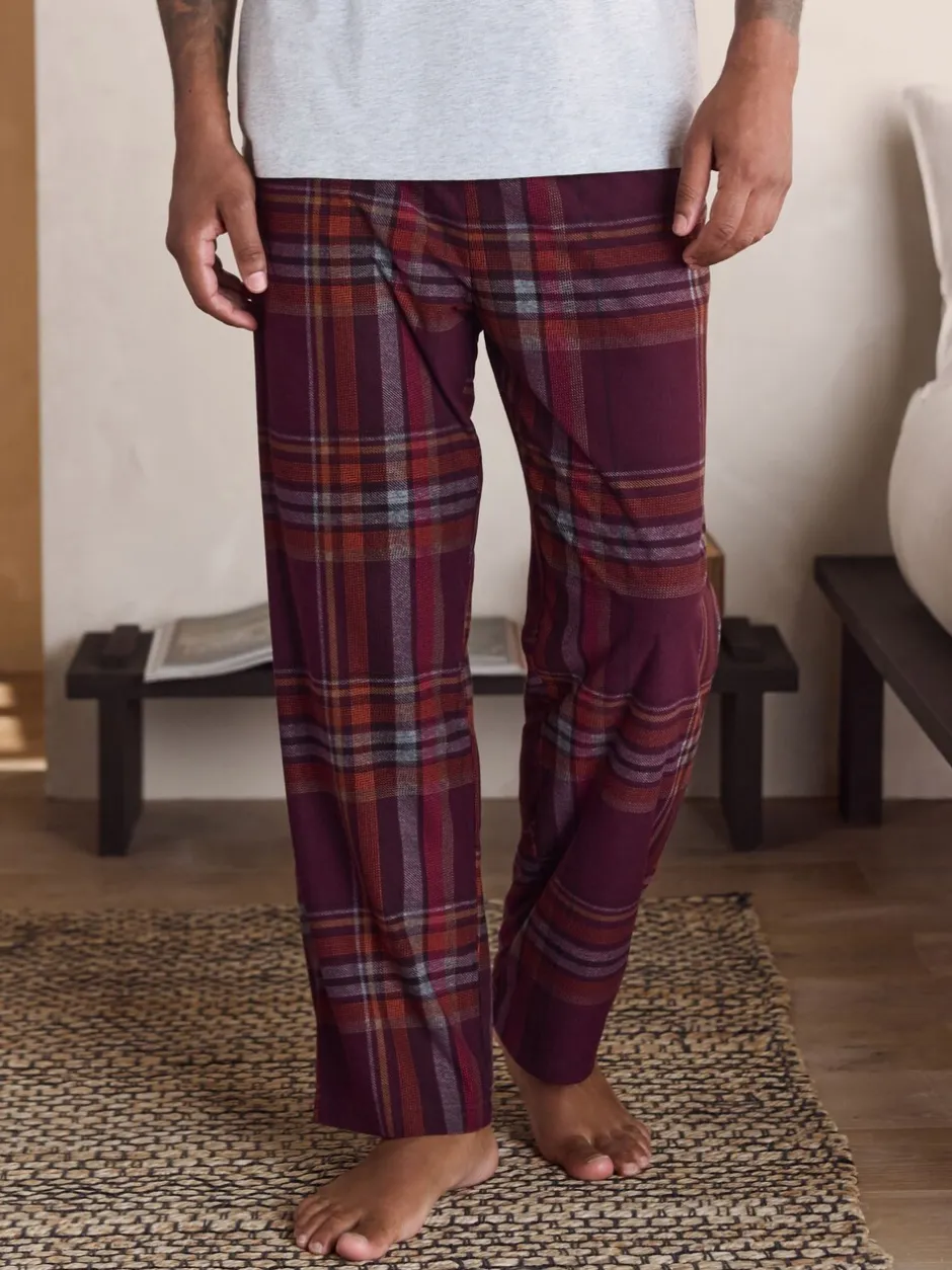 Pyjama's|Loungewear|Next - Motionflex Behaaglijke Pyjama Set met Korte Mouwen Grijs/bordeauxrood geruit
