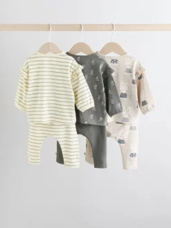 Tops|Sets En Outfits|Next Grijs/crème met figuurtjes - 6 -delige set van top met lange mouwen en leggings (0mnd -3jr)