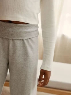 Nachtkleding En Pyjama's|Pyjama's|Next - Soft Folded Waistband Pyjamas (3-16yrs) Grijs/ecru