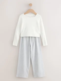 Nachtkleding En Pyjama's|Pyjama's|Next - Soft Folded Waistband Pyjamas (3-16yrs) Grijs/ecru