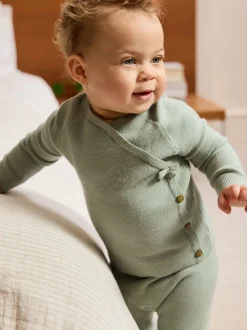 Sets En Outfits|Gebreide Kleding*Next - 2 -delige babyset met gebreide wikkelstrui en legging (0mnd-2jr) Grijs-groen