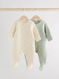 Babypakjes En Babypyjama's*Next - Baby Quilted Sleepsuits 2 Pack Grijs-groen