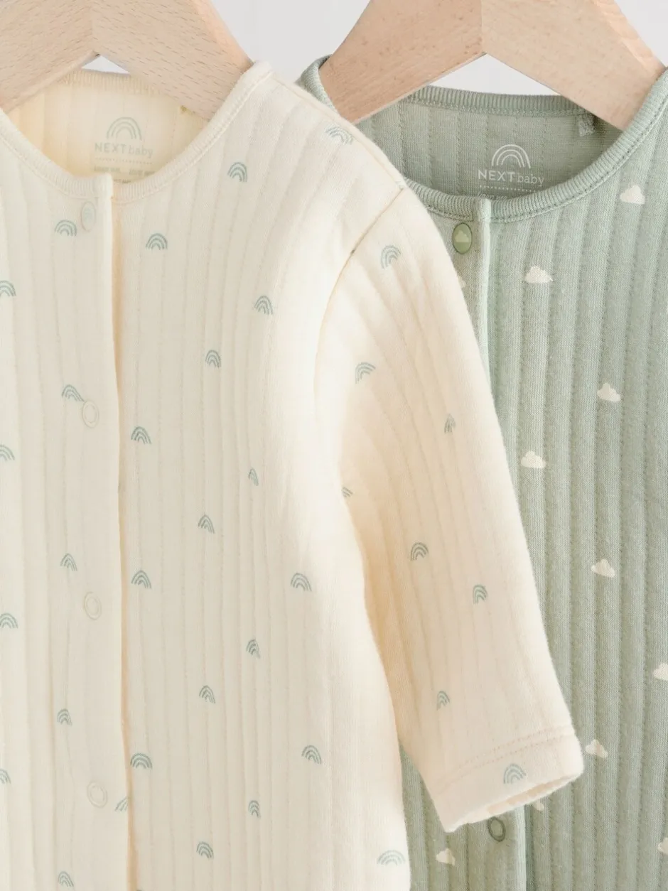 Babypakjes En Babypyjama's*Next - Baby Quilted Sleepsuits 2 Pack Grijs-groen