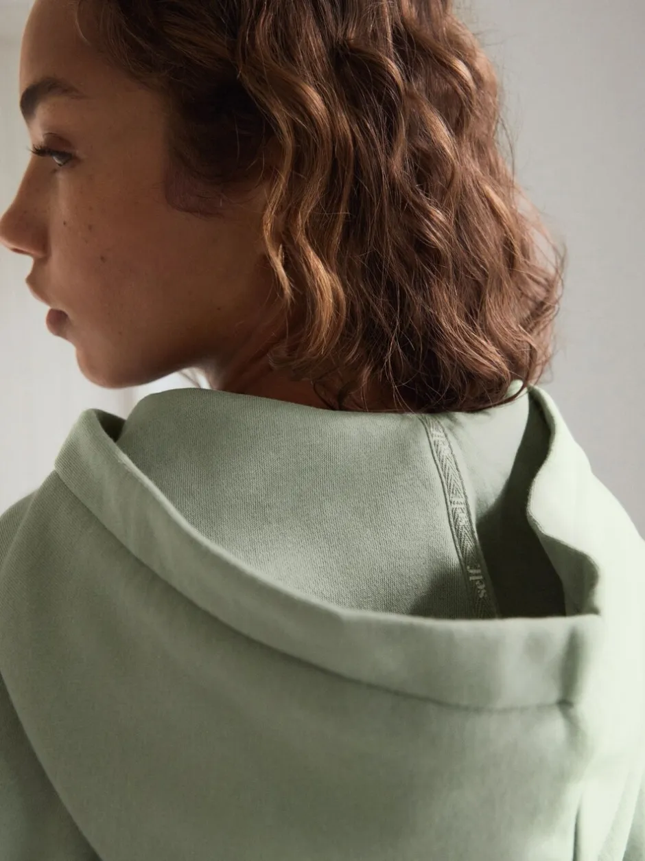 Loungewear|Hoody's En Sweatshirts|self. - Jack met capuchon en ritssluiting Grijs-groen