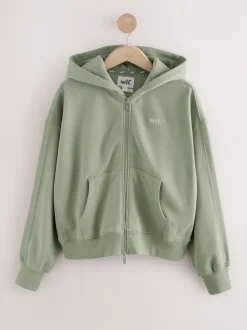 Loungewear|Hoody's En Sweatshirts|self. - Jack met capuchon en ritssluiting Grijs-groen