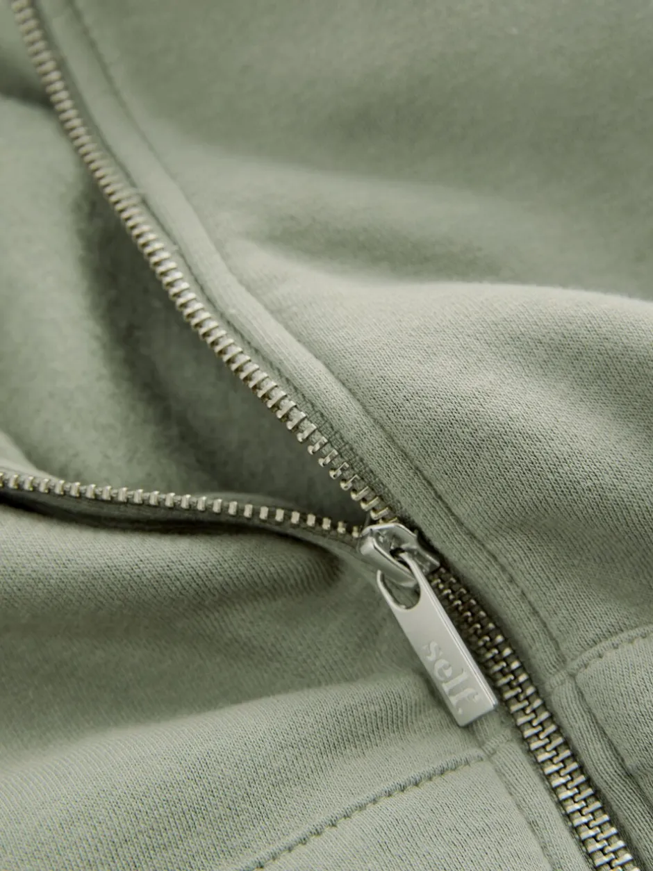 Loungewear|Hoody's En Sweatshirts|self. - Jack met capuchon en ritssluiting Grijs-groen