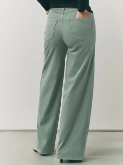 Jeans|Next Grijs-groen - Jersey denim broek met wijde pijpen