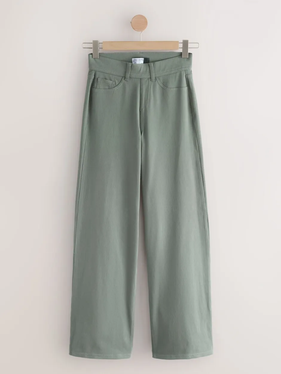 Jeans|Next Grijs-groen - Jersey denim broek met wijde pijpen