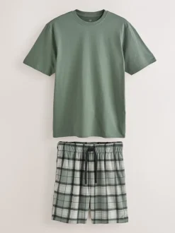 Pyjama's*Next - Motionflex behaaglijke pyjamaset met korte broek Grijs-groen