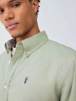 Shirts|Next Grijs-groen - Normale Pasvorm - Oxford-hemd met lange mouwen